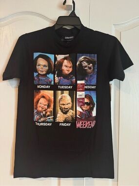Chucky unisex Black Short Sleeve Graphic Tee - Weekday Faces